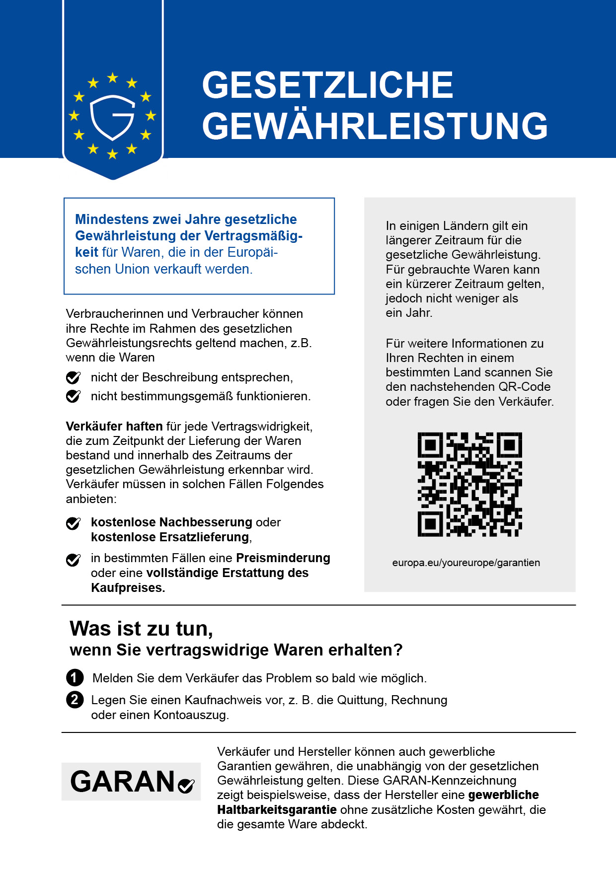 Harmonisierte Mitteilung über das gesetzliche Gewährleistungsrecht