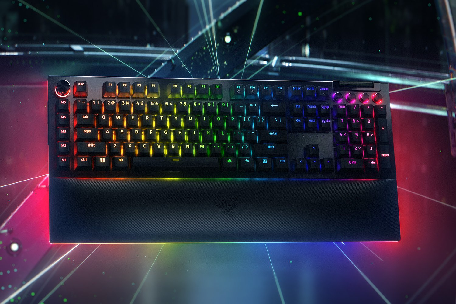Razer BlackWidow V4 Pro Gaming Keyboard 8 Macro Keys Media Buttons Command Dial Orange Switches Chroma RGB USA Layout QWERTY ISO