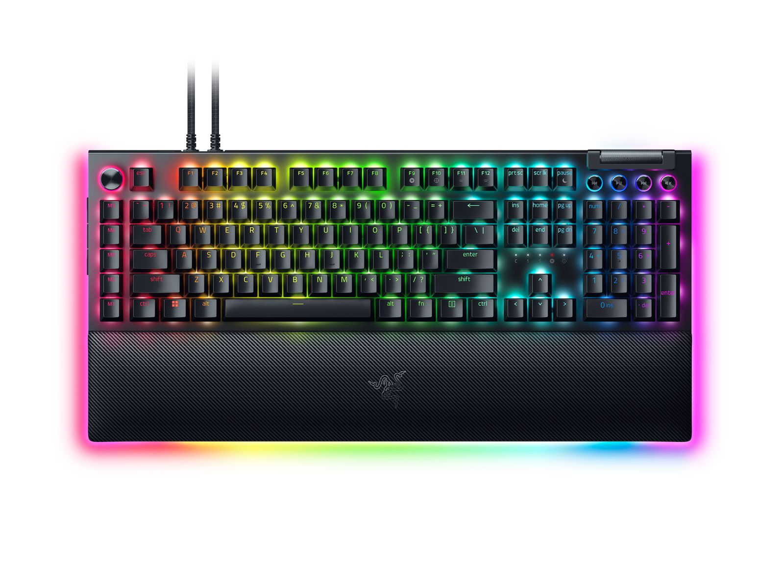Razer BlackWidow V4 Pro Gaming Keyboard 8 Macro Keys Media Buttons Command Dial Orange Switches Chroma RGB USA Layout QWERTY ISO